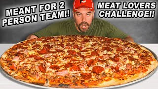 This 24Inch “Carnivore” Meat Lovers Pizza Challenge Is Meant for 2Person Teams [upl. by Aihsiyt644]