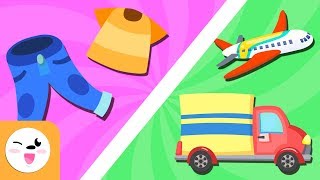 Los medios de transporte y la ropa para niños  Vocabulario en español  Nuevas palabras para niños [upl. by Preciosa51]