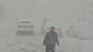 Highways frozen China city buried Snowstorm shows no mercy to Shandong [upl. by Ilac476]