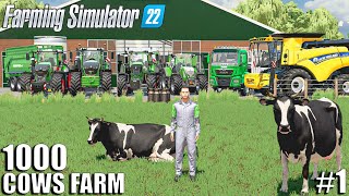 Setting up the FARM and Getting Started  1000 Cows Farm  Timelapse 1  Farming Simulator 22 [upl. by Wolsky886]