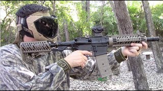 Shooting New Tippmann Magfed  TMC paintball gun with gas through stock [upl. by Trenna]