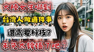 大陸女生震驚！台灣人未免太誇張了吧？做這日常小事還需要用到科技？大陸人旅行社恐的俗氣君台灣人台灣大陸女生陸配陸配在台灣 [upl. by Bertelli]