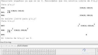 Límites de funciones de varias variables con DERIVE [upl. by Nnaasil]