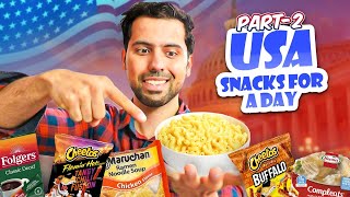 Trying Out USA Snacks For 24 Hours  Part 2  cravingsandcaloriesvlogs [upl. by Akemed920]