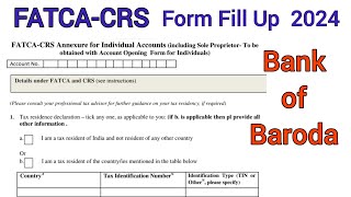 bank of baroda fatca crs form kaise bhare fatca crs annexure for individual accounts bank of baroda [upl. by Nealon]