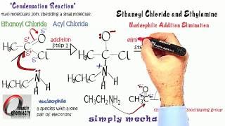 Simply Mechanisms 7d Nucleophilic Addition Elimination Ethanoyl Chloride amp Ethylamine [upl. by Redmer]