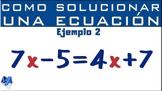 Cómo solucionar una ecuación entera de primer grado  Ejemplo 2 [upl. by Lanam]