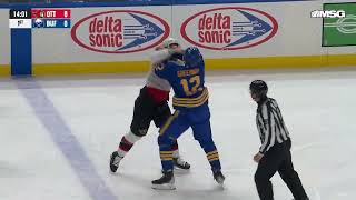 Jordan Greenway lays a shoulder check on Tim Stützle and Brady Tkachuk drops the gloves in response [upl. by Abbub540]