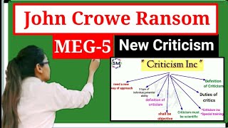 ✔️quot Criticism Inc quot By John Crowe Ransam Explanation in hindiNew Criticism Meg5 [upl. by Chadwick]