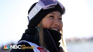 Chloe Kim dominates 1st run for halfpipe title in Laax  NBC Sports [upl. by Anovahs]