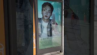 BTS JIN Awake and The Astronaut Anniversary Ads outside HYBE bts jin shorts [upl. by Novyat]