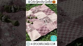 Cute Spooky Halloween cheater quilts fabric only at Spoonflower Design links in Description🎃🐶🐱 [upl. by Currie]