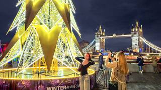 London Christmas Market 2024 ✨ London Bridge City  Winter by the River Walk Tour 🎄 4K HDR [upl. by Naivat]