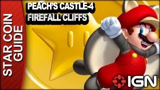 New Super Mario Bros U 3 Star Coin Walkthrough  Peachs Castle4 Firefall Cliffs [upl. by Alenairam]