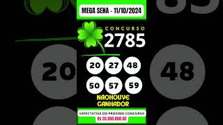 🍀 MEGA SENA de HOJE 111024 MEGASENA CONCURSO 2785 [upl. by Werda]