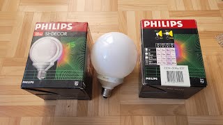 Lampes fluocompactes PHILIPS SLDecor 18W 230v E27 Ferromagnétique  90s [upl. by Ellener]