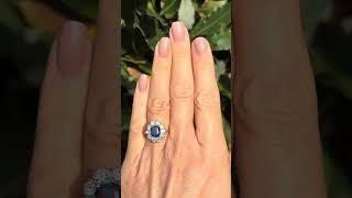 Circa 1920s Vintage Cushion Cut Sapphire Engagement Ring Halo Ring diamondringdesign sapphire [upl. by Ramilahs]