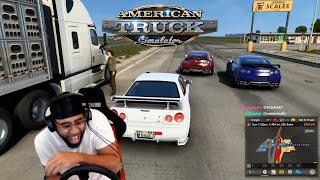 American Truck Simulator but with a Japanese Car Pt 5 WITH FRIENDS [upl. by Alyek735]