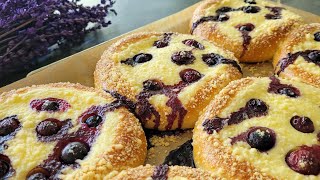 Vatrushka Recipe  Cream Cheese and Blueberry Buns  نان پنیر و بلوبری [upl. by Torhert]