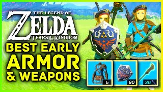 Zelda Tears of The Kingdom Best Early Armor  How To Get Champions Leathers amp Hylian Shield Location [upl. by Yesdnik]