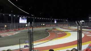 Singapore F1 GP  Race lap from Turn 1 grandstand [upl. by Ardnajela]