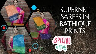 Supernet Sarees in Bathique Prints on offer by Anitha Reddy From Trendsblockprints [upl. by Ayom]