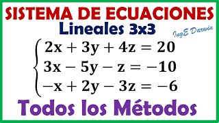 Sistema de ecuaciones 3x3 Método de Reducción Sustitución Igualación Cramer GaussJordan [upl. by Delastre]