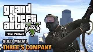 GTA 5  Mission 24  Threes Company First Person Gold Medal Guide  PS4 [upl. by Nashom402]