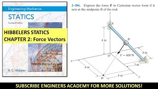 2106  Chapter 2 Force Vectors  Hibbeler Statics 14th ed  Engineers Academy [upl. by Lanam]