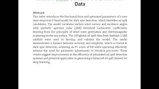 A Semi Empirical Threshold Model for Oil Spill Detection by Analyzing Microwave Backscatter of Ocean [upl. by Voltz]