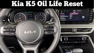 2021  2022 Kia K5  How To Reset Oil Life Light  Oil Change Service Maintenance Reset [upl. by Aikin]