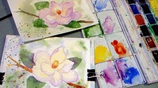 magnolia watercolor tutorial [upl. by Lance]