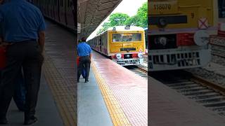 Train passing video । railway video । Indian local train passing through the Railway Station shorts [upl. by Noicpesnoc]