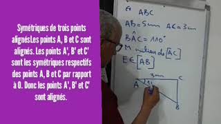 التماثل المحوري لثلات نقط مستقيمية symetrique des trois pionts alignés sont des points alignés [upl. by Anelrihs]