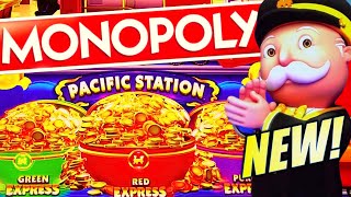 ★NEW SLOT★ 🚂 MONOPOLY EXPRESS PACIFIC STATION Slot Machine LIGHT amp WONDER [upl. by Gaidano815]