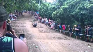 spectator crash dh uci world cup cairns slow motion [upl. by Jacobs]