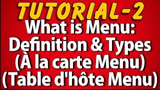 What is Menu Definition amp Types Tutorial 2 [upl. by Atnoved]