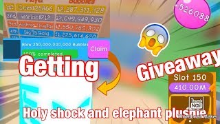 Roblox Bgs Unlocking Holy Shock And Elephant PlushieGiveaway bubble Gum Simulator [upl. by Akeihsat685]