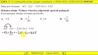 Zadanie 4 Rozwiąż równanie Egzamin ósmoklasisty z OPERONEM 20182019 [upl. by Anitnemelc]