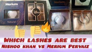 Nishoo Khan VS Merium Pervaiz lashes💌  False eyelash review 👍👎COMPARISON [upl. by Lamhaj641]