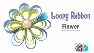 How to Make a Loopy Ribbon Flower  TheRibbonRetreatcom [upl. by Draw]