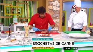 Receta de hoy tortillas caseras de harina con brochetas de carne [upl. by Eittam]