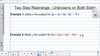 220  Rearranging Formula  Subject On Both Sides [upl. by Homovec189]