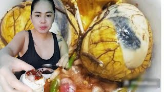 Eating Balut Fertilized Duck egg with chilli garlic sauce mukbang ASMR [upl. by Wake]