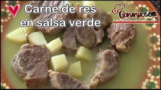 Receta para carne de res platanillo en salsa verde y papas [upl. by Elleon179]