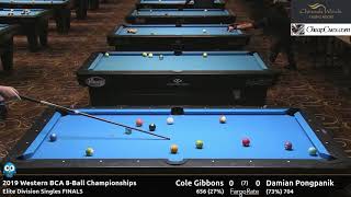 Cole Gibbons vs Damian Pongpanik  Elite Singles Finals  2019 Western BCA 8Ball Championship [upl. by Eitsirk63]