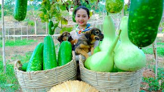 Harvesting Bottle Gourd Goes To Market Sell  Cooking Gourd Soup Gardening Farm Daily life [upl. by Roda498]