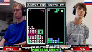 A RIDICULOUS SHOWING Myles Neko  Rd 1  Classic Tetris Monthly Masters  August 2024 [upl. by Pierette]