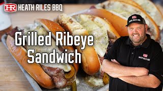 Grilled Ribeye Sandwich Recipe on the PK 360  Heath Riles BBQ [upl. by Blatman]