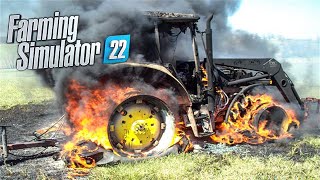 Tractor caught fire while working due to fuel leak  Farming Simulator 22 [upl. by Fanchet]